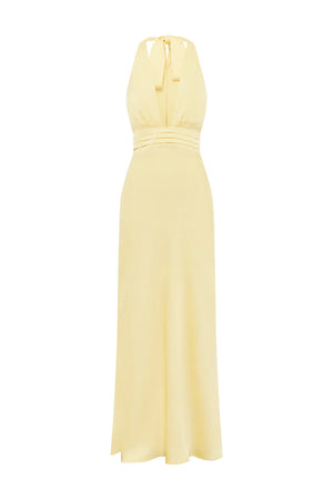 SYLVIE PLUNGE V-NECK MAXI DRESS BUTTERMILK