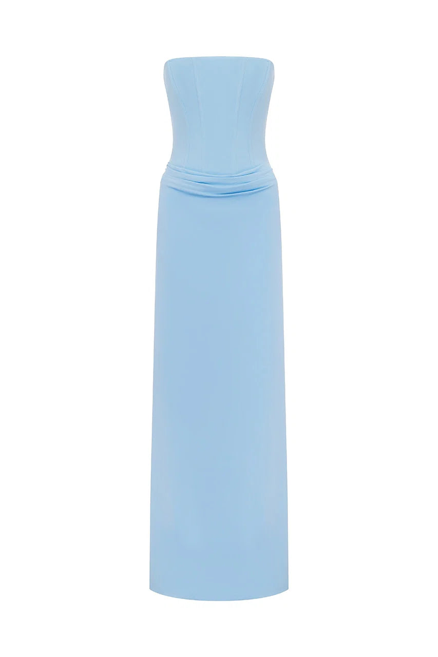 TALEAH STRAPLESS CORSET MAXI DRESS - BLUEBELL