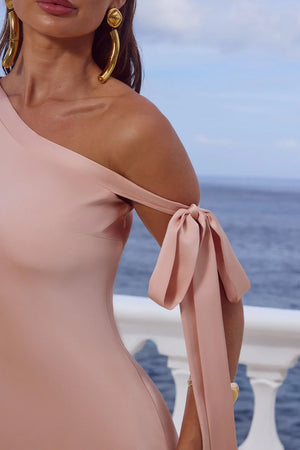 VIOLA ONE SHOULDER MAXI DRESS PEACH