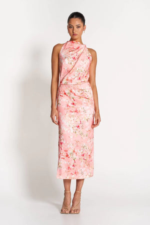 AMELIE HIGH NECK SATIN DRESS