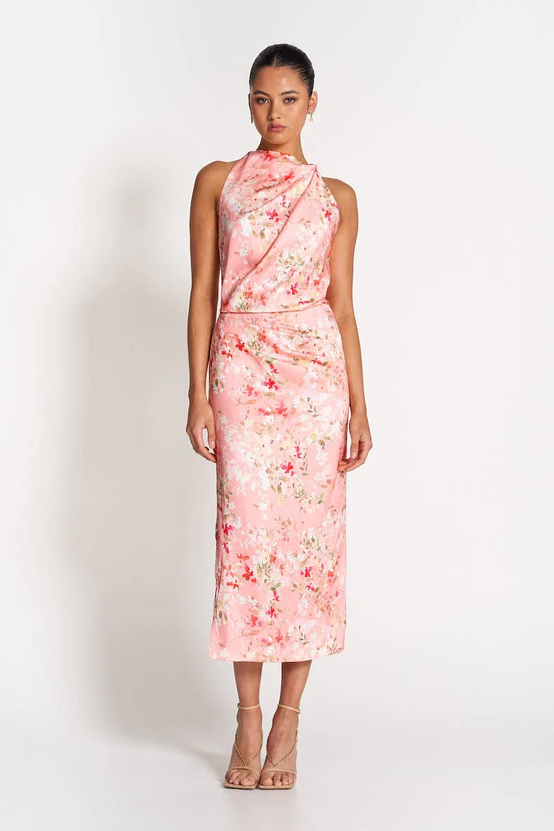 AMELIE HIGH NECK SATIN DRESS