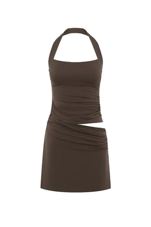 CEDAR HALTER CUTOUT MINI DRESS