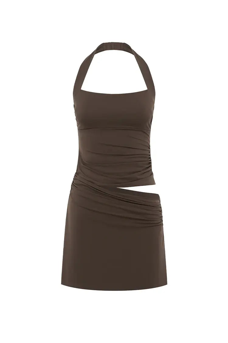 CEDAR HALTER CUTOUT MINI DRESS
