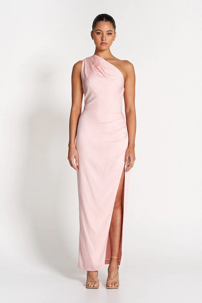 sofia the label pink dress The Elle Silk Midi Dress Available in French Pink & Royal Blue