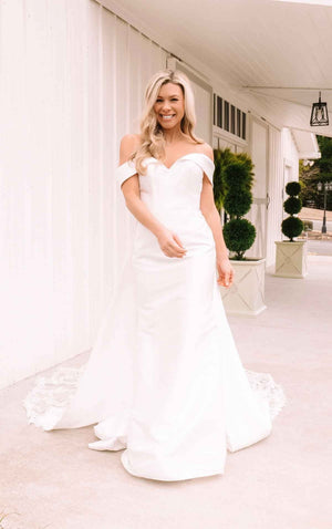 7363 - Sweetheart Neckline Wedding Dress with Off-the-Shoulder Straps