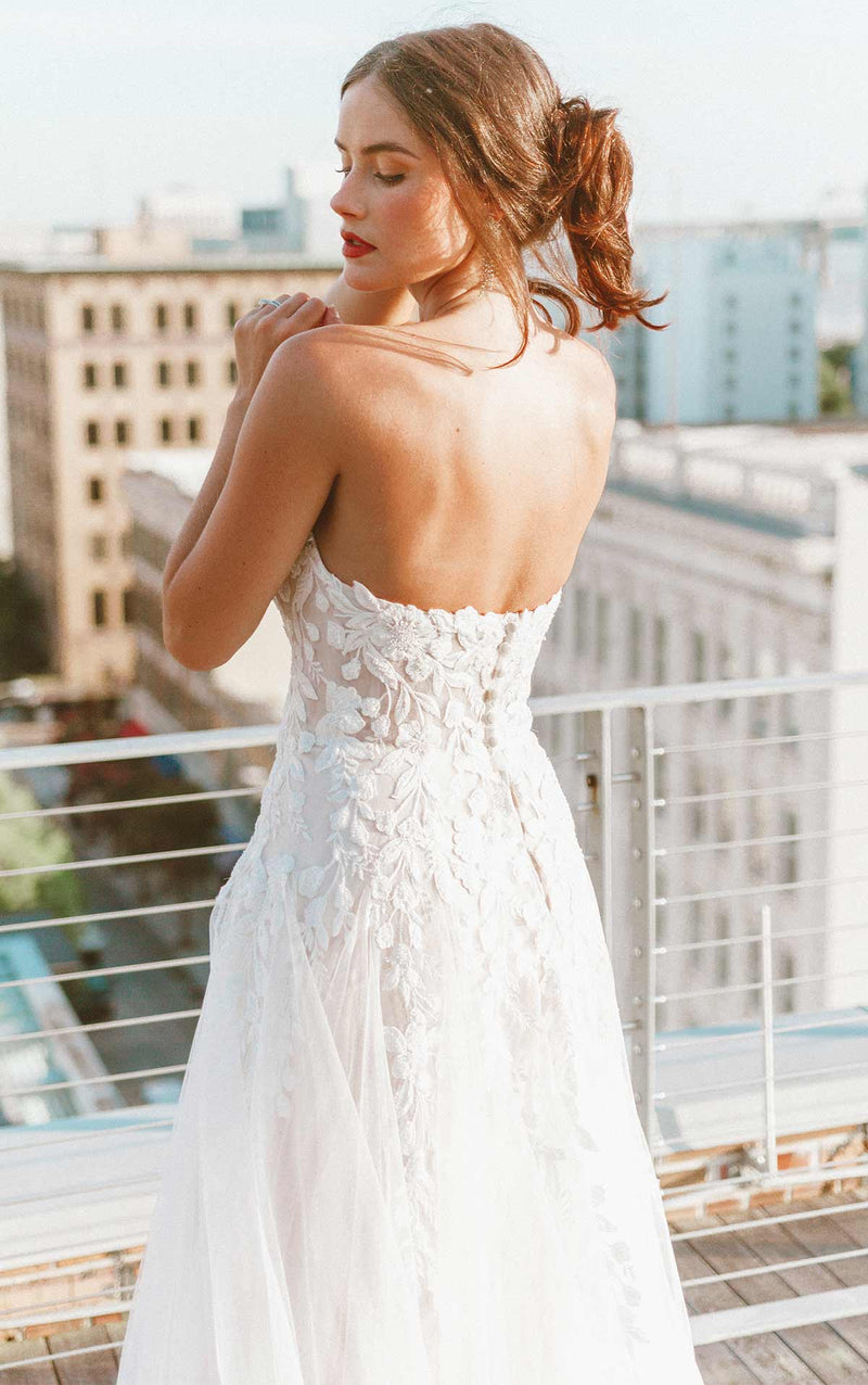 7413 - Strapless Ballerina-Inspired Wedding Dress with Floral Lace