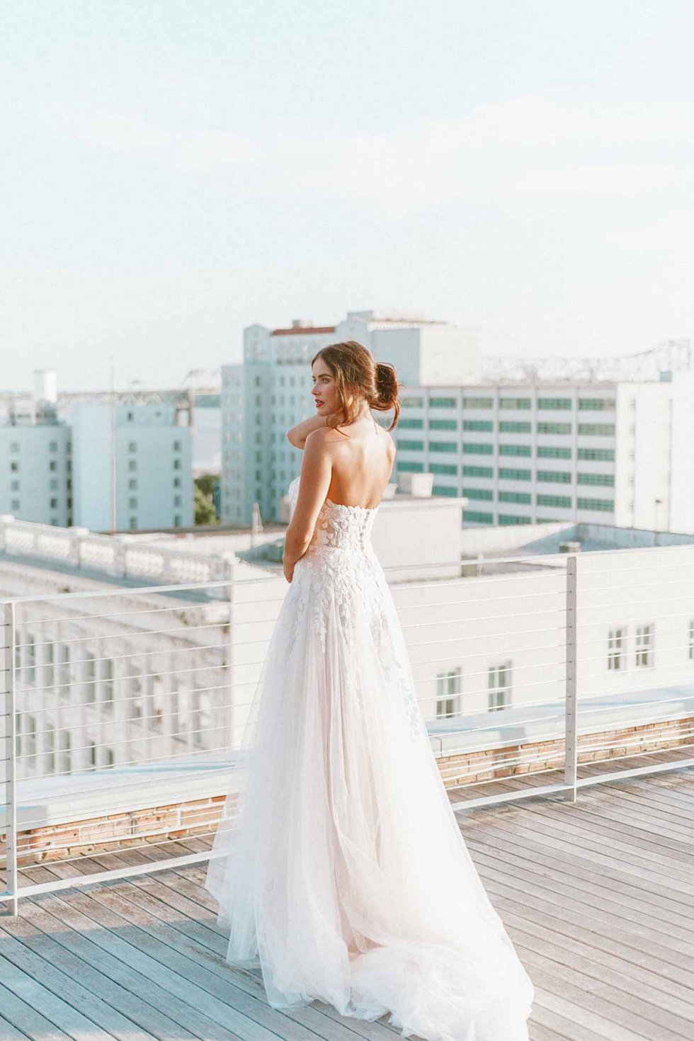 7413 - Strapless Ballerina-Inspired Wedding Dress with Floral Lace