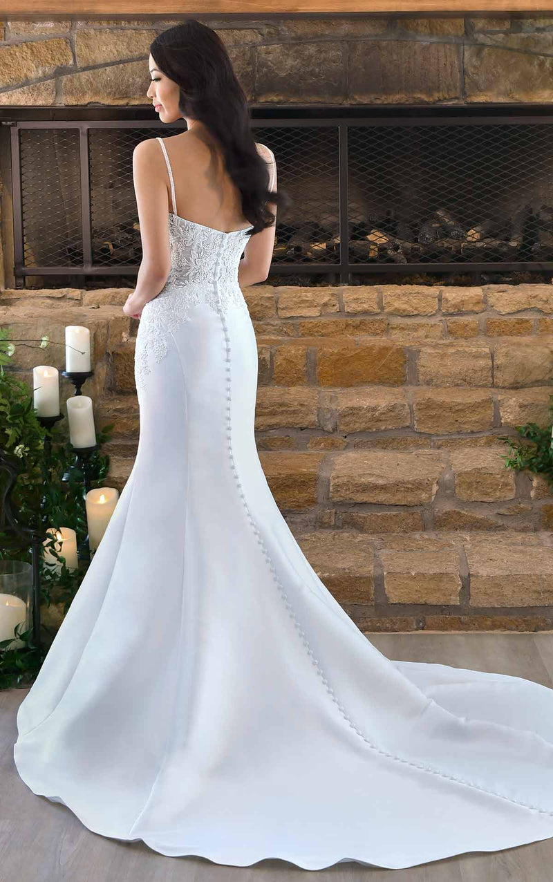 7474 - Sparkling Beaded Wedding Dress with Simple Contour Seamed Skirt