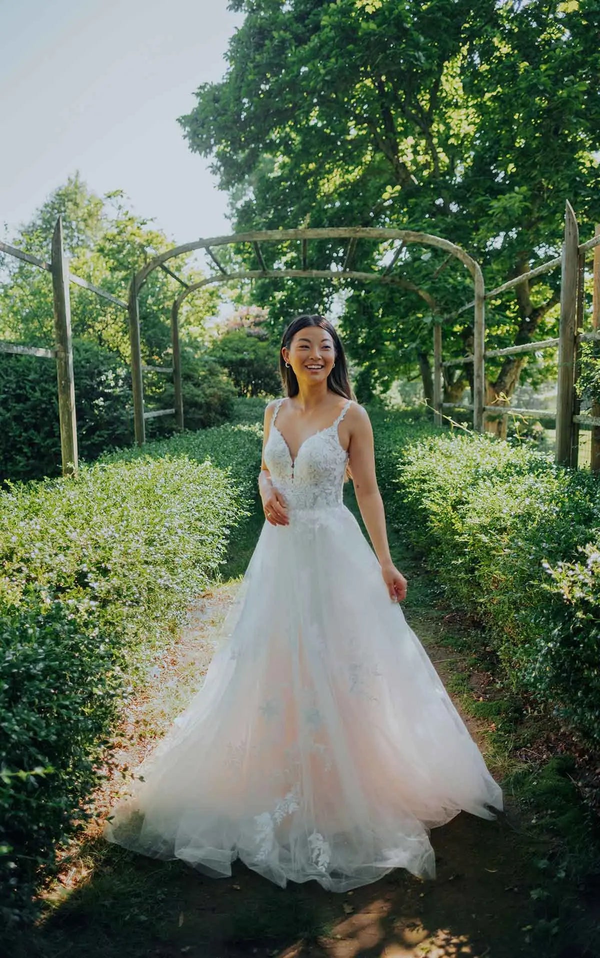 7492 - Romantic A-line Wedding Dress with Lace Straps