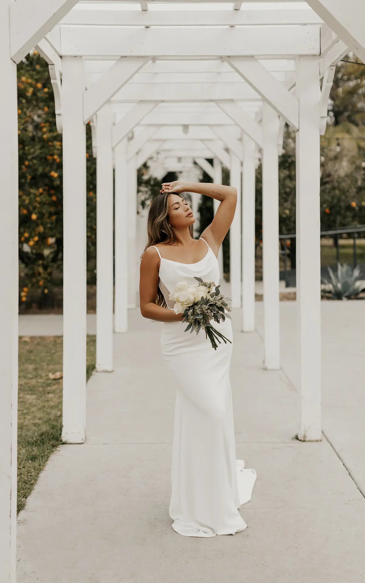 7582 - Sleek & Modern Column Wedding Dress with Cowl Neckline
