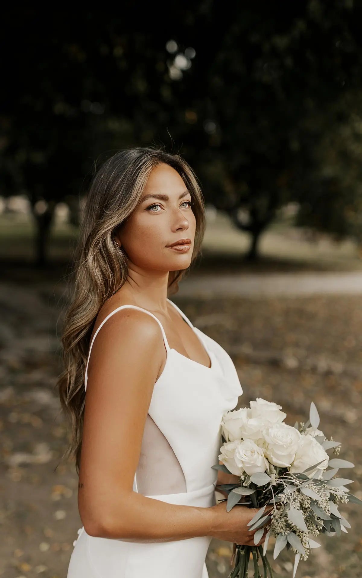 7582 - Sleek & Modern Column Wedding Dress with Cowl Neckline