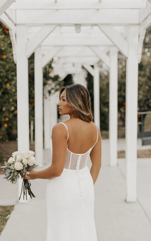7582 - Sleek & Modern Column Wedding Dress with Cowl Neckline
