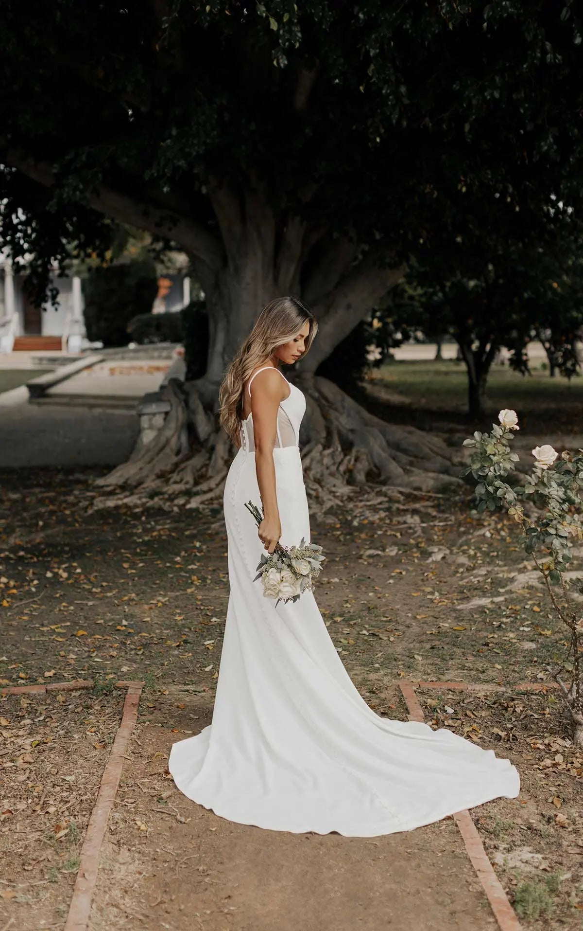 7582 - Sleek & Modern Column Wedding Dress with Cowl Neckline