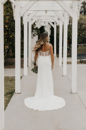 7582 - Sleek & Modern Column Wedding Dress with Cowl Neckline