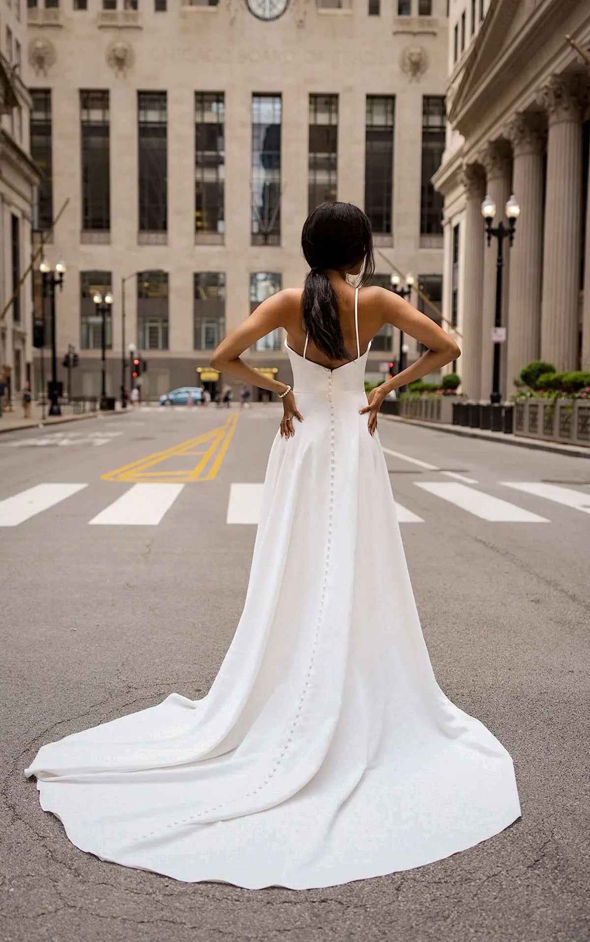 7585 - Simple A-line Wedding Dress with Sexy Side Slit