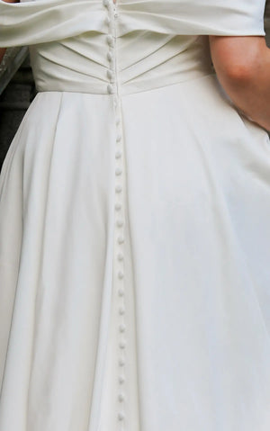 7644 - Dramatic A-line Wedding Dress with Off-the-shoulder Straps